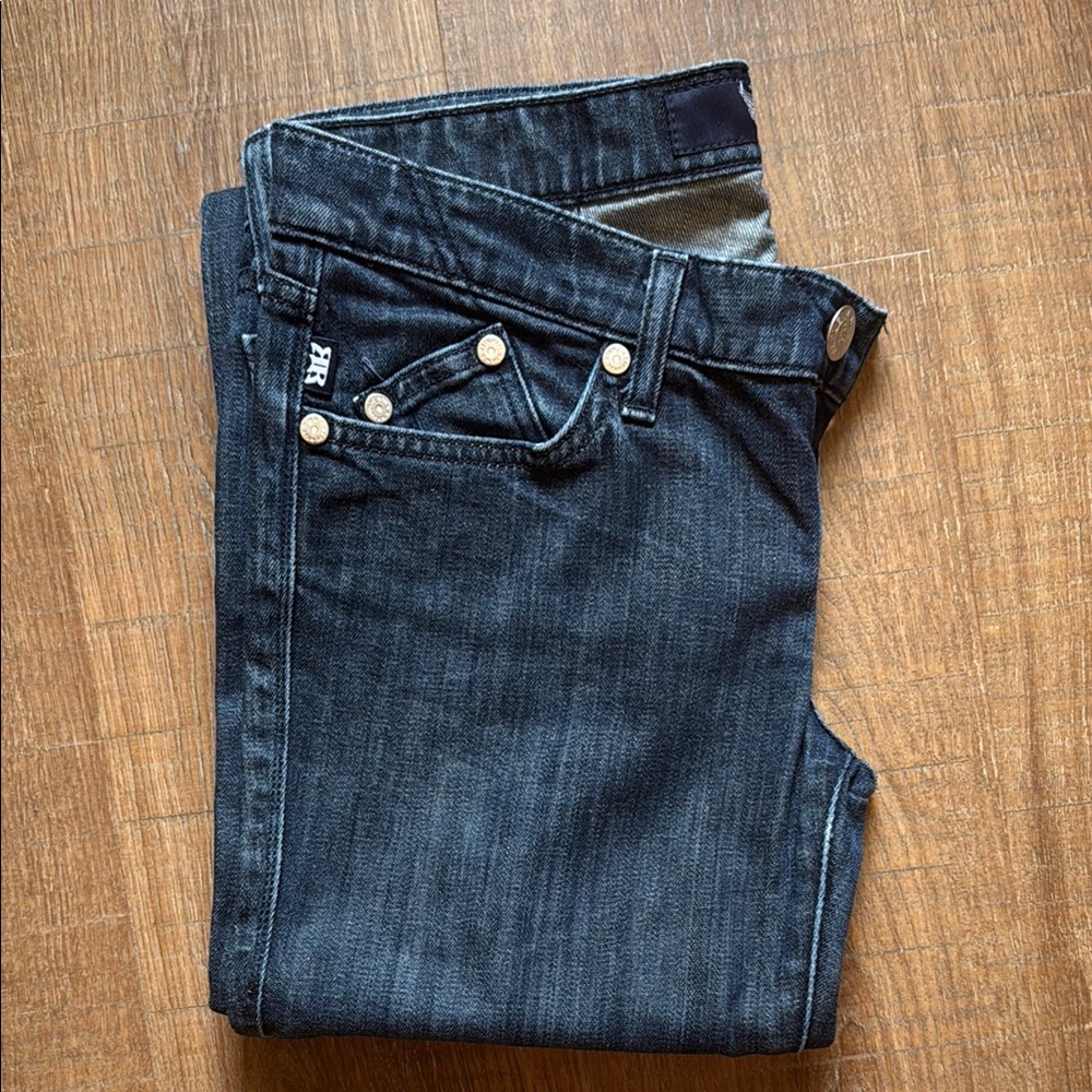 Rock & Republic Women's Dark Blue Straight Leg Jeans Low Rise